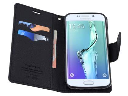 Mercury Goospery Colour Fancy Diary Case with Stand for Samsung Galaxy S6 Edge Plus - Classic Black