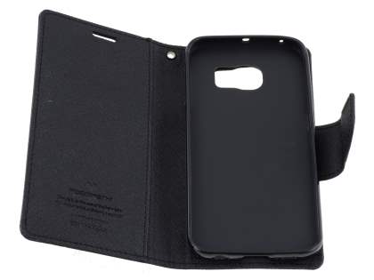 Mercury Goospery Colour Fancy Diary Case with Stand for Samsung Galaxy S6 Edge Plus - Classic Black