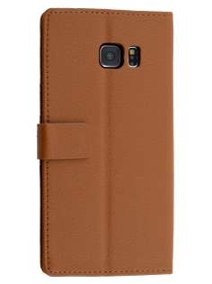 Slim Synthetic Leather Wallet Case with Stand for Samsung Galaxy S6 Edge Plus - Brown Leather Wallet Case