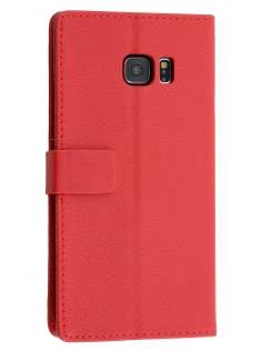 Slim Synthetic Leather Wallet Case with Stand for Samsung Galaxy S6 Edge Plus - Red Leather Wallet Case