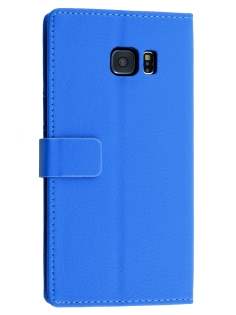Slim Synthetic Leather Wallet Case with Stand for Samsung Galaxy S6 Edge Plus - Blue
