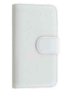 Synthetic Leather Wallet Case with Stand for Samsung Galaxy J1 (2015) - Pearl White