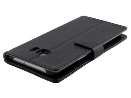 Slim Synthetic Leather Wallet Case with Stand for Samsung Galaxy S6 Edge Plus - Classic Black