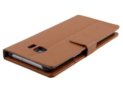 Slim Synthetic Leather Wallet Case with Stand for Samsung Galaxy S6 Edge Plus - Brown