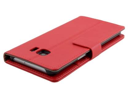 Slim Synthetic Leather Wallet Case with Stand for Samsung Galaxy S6 Edge Plus - Red