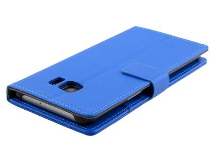 Slim Synthetic Leather Wallet Case with Stand for Samsung Galaxy S6 Edge Plus - Blue