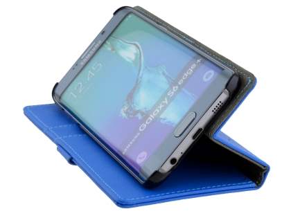 Slim Synthetic Leather Wallet Case with Stand for Samsung Galaxy S6 Edge Plus - Blue