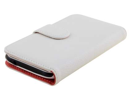 Synthetic Leather Wallet Case with Stand for Samsung Galaxy J1 (2015) - Pearl White