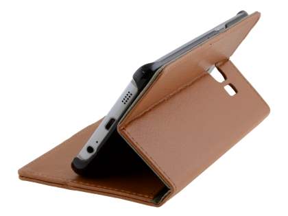 Slim Synthetic Leather Wallet Case with Stand for Samsung Galaxy S6 Edge Plus - Brown