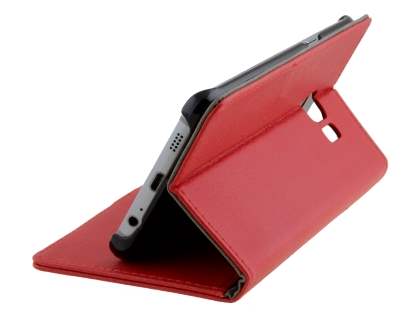 Slim Synthetic Leather Wallet Case with Stand for Samsung Galaxy S6 Edge Plus - Red