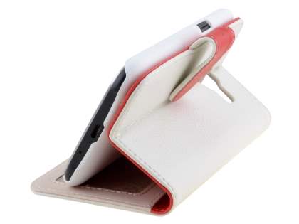 Synthetic Leather Wallet Case with Stand for Samsung Galaxy J1 (2015) - Pearl White