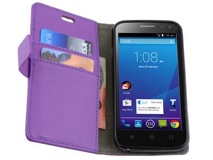 Slim Synthetic Leather Wallet Case with Stand for ZTE Telstra 4GX Buzz - Purple