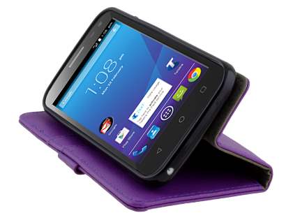 Slim Synthetic Leather Wallet Case with Stand for ZTE Telstra 4GX Buzz - Purple