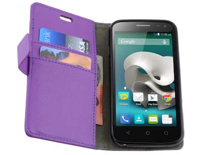 Slim Synthetic Leather Wallet Case with Stand for ZTE FIT 4G Smart - Purple