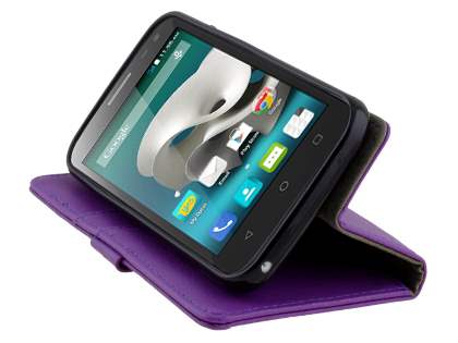 Slim Synthetic Leather Wallet Case with Stand for ZTE FIT 4G Smart - Purple