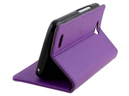 Slim Synthetic Leather Wallet Case with Stand for ZTE FIT 4G Smart - Purple