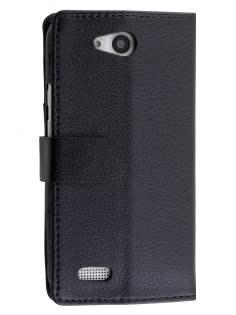 Slim Synthetic Leather Wallet Case with Stand for ZTE FIT 4G Smart - Classic Black Leather Wallet Case
