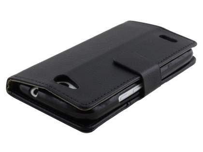 Slim Synthetic Leather Wallet Case with Stand for ZTE FIT 4G Smart - Classic Black