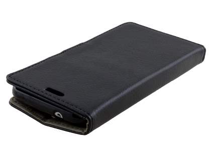 Slim Synthetic Leather Wallet Case with Stand for ZTE FIT 4G Smart - Classic Black