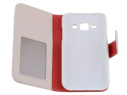 Synthetic Leather Wallet Case with Stand for Samsung Galaxy J1 (2015) - Pearl White