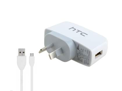 Genuine HTC TC P450 3-in-1 Sync Cable - White AC Wall Charger