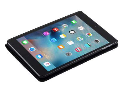 Premium Genuine Leather Slim Portfolio Case with Stand for iPad mini 4 - Classic Black
