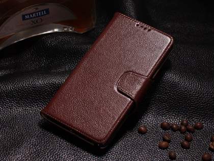 Top Grain Leather Wallet Case With Stand for Samsung Galaxy Note 4 - Rosewood Top Grain Leather Wallet Case With Stand for Samsung Galaxy Note 4 - Rosewood