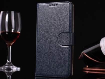Premium Leather Wallet Case for Samsung Galaxy Note 4 - Midnight Blue