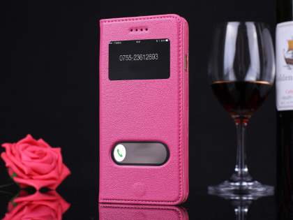Premium Leather Case With Windows for iPhone 6s/6 - Pink