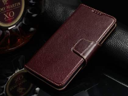 Top Grain Leather Wallet Case With Stand for Samsung Galaxy S6 - Rosewood Top Grain Leather Wallet Case With Stand for Samsung Galaxy S6 - Rosewood
