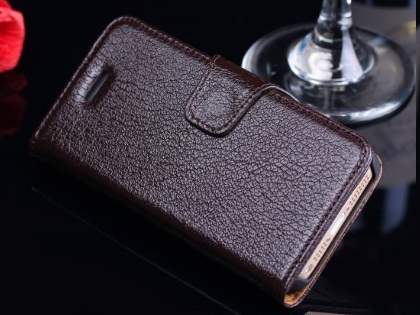 Top Grain Leather Wallet Case With Stand for iPhone SE(1st Gen)/5s/5 - Dark Brown Top Grain Leather Wallet Case With Stand for iPhone SE(1st Gen)/5s/5 - Dark Brown