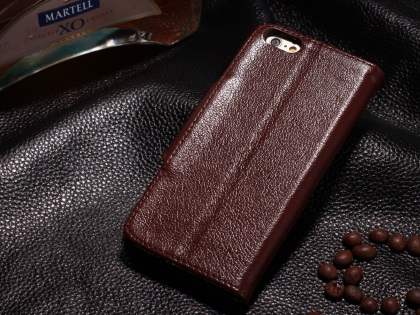Top Grain Leather Wallet Case With Stand for iPhone 6s Plus/6 Plus - Rosewood