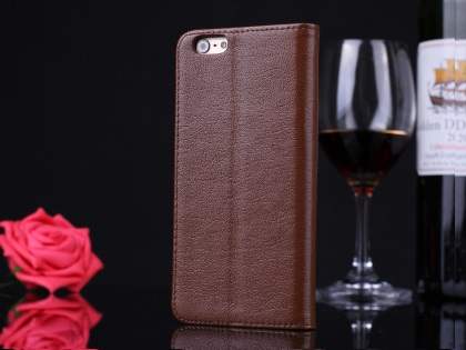 Premium Leather Case With Windows for iPhone 6s Plus/6 Plus - Brown