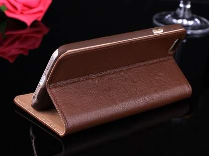 Premium Leather Case With Windows for iPhone 6s Plus/6 Plus - Rosewood