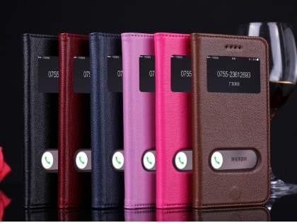 Premium Leather Case With Windows for iPhone 6s Plus/6 Plus - Rosewood