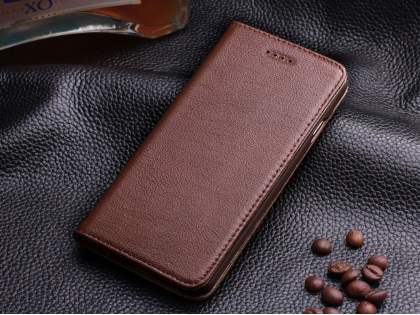 Book-Style Premium Leather Flip Case for iPhone 6s Plus/6 Plus - Brown