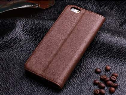 Book-Style Premium Leather Flip Case for iPhone 6s Plus/6 Plus - Brown