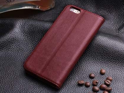 Book-Style Premium Leather Flip Case for iPhone 6s Plus/6 Plus - Rosewood