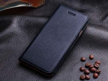 Book-Style Premium Leather Flip Case for iPhone 6s Plus/6 Plus - Midnight Blue