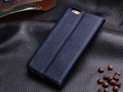 Book-Style Premium Leather Flip Case for iPhone 6s Plus/6 Plus - Midnight Blue
