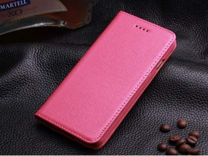 Book-Style Premium Leather Flip Case for iPhone 6s Plus/6 Plus - Pink
