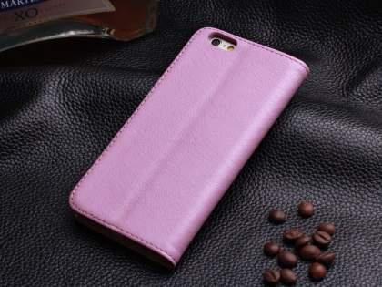Book-Style Premium Leather Flip Case for iPhone 6s Plus/6 Plus - Baby Pink