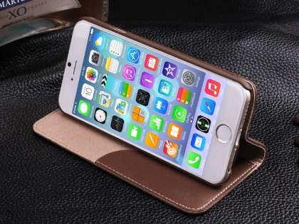 Book-Style Premium Leather Flip Case for iPhone 6s Plus/6 Plus - Baby Pink