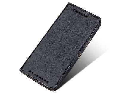 Premium Leather Wallet Case for HTC One M9 - Classic Black