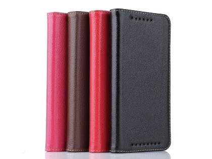 Premium Leather Wallet Case for HTC One M9 - Classic Black