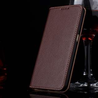 Premium Leather Wallet Case for Samsung Galaxy S6 - Brown