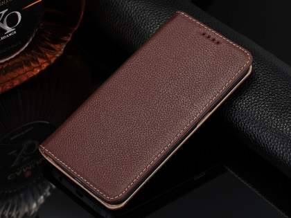 Premium Leather Wallet Case for Samsung Galaxy S6 Edge - Brown Leather Wallet Case