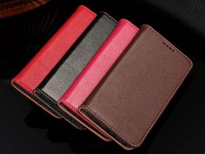 Premium Leather Wallet Case for Samsung Galaxy S6 Edge - Brown