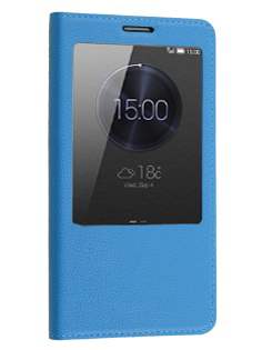 Premium Leather Smart View Case With Stand for Huawei Ascend Mate7 - Sky Blue S View Cover