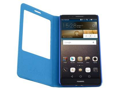 Premium Leather Smart View Case With Stand for Huawei Ascend Mate7 - Sky Blue